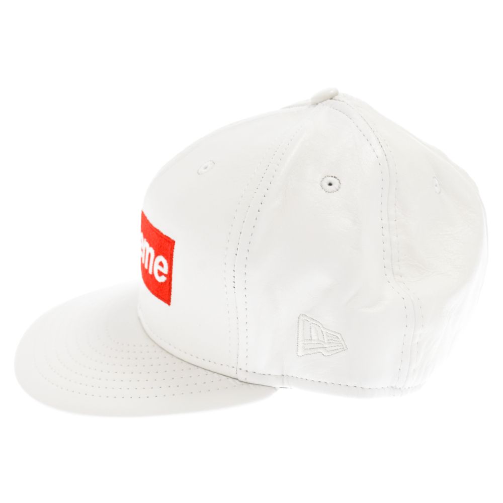 SUPREME シュプリーム 15AWNew Era Leather Box Logoニューエラ ボックスロゴ レザーキャップ 帽子 ホワイト