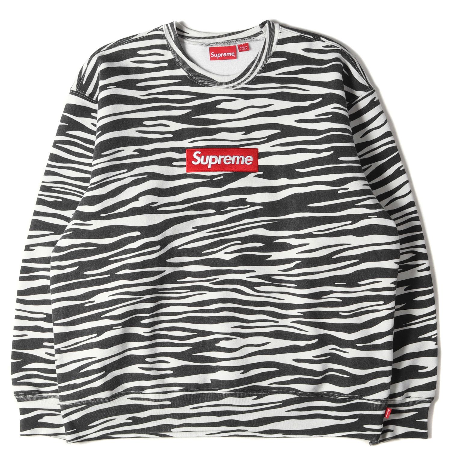 Supreme シュプリーム スウェット サイズ：XL ゼブラ柄 ボックスロゴ クルーネック スウェットシャツ Box Logo Crewneck 22AW ゼブラ トップス トレーナー ブランド