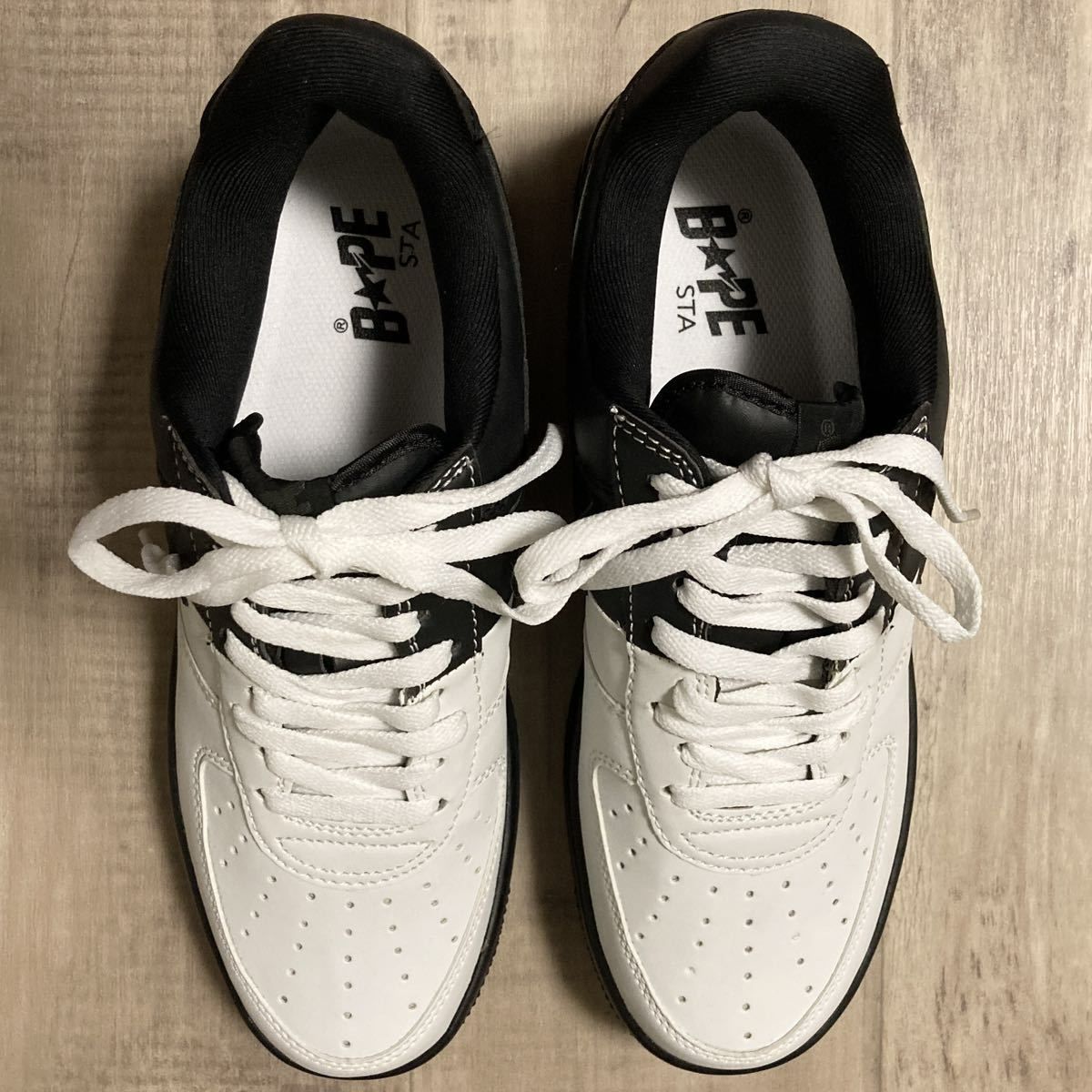 ☆未使用品☆ レザー BAPESTA スニーカー 27.5cm black white a 