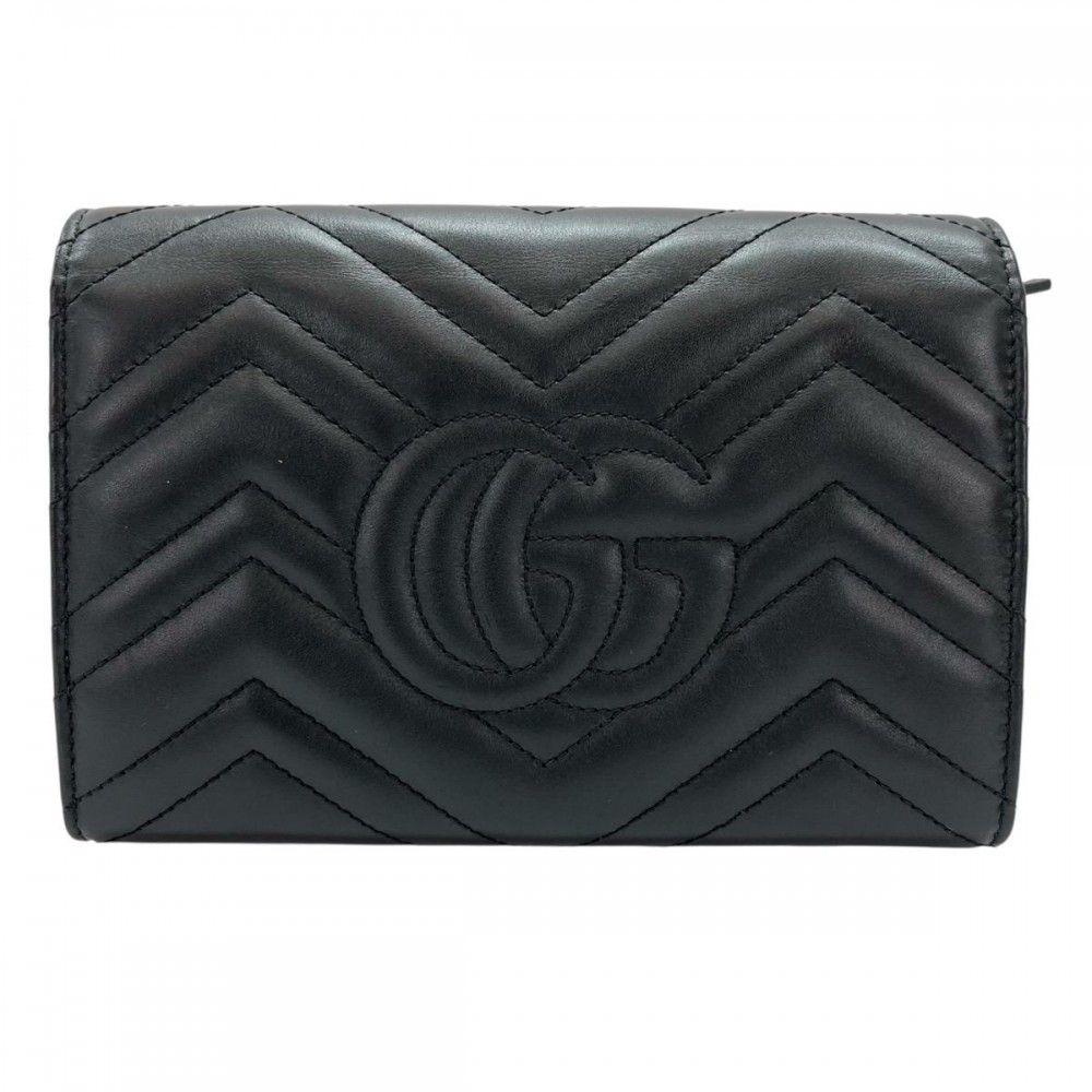 グッチ チェーンウォレット レディース ショルダーバッグ GGマーモント GUCCI 474575 ブラック 黒 ゴールド金具 品