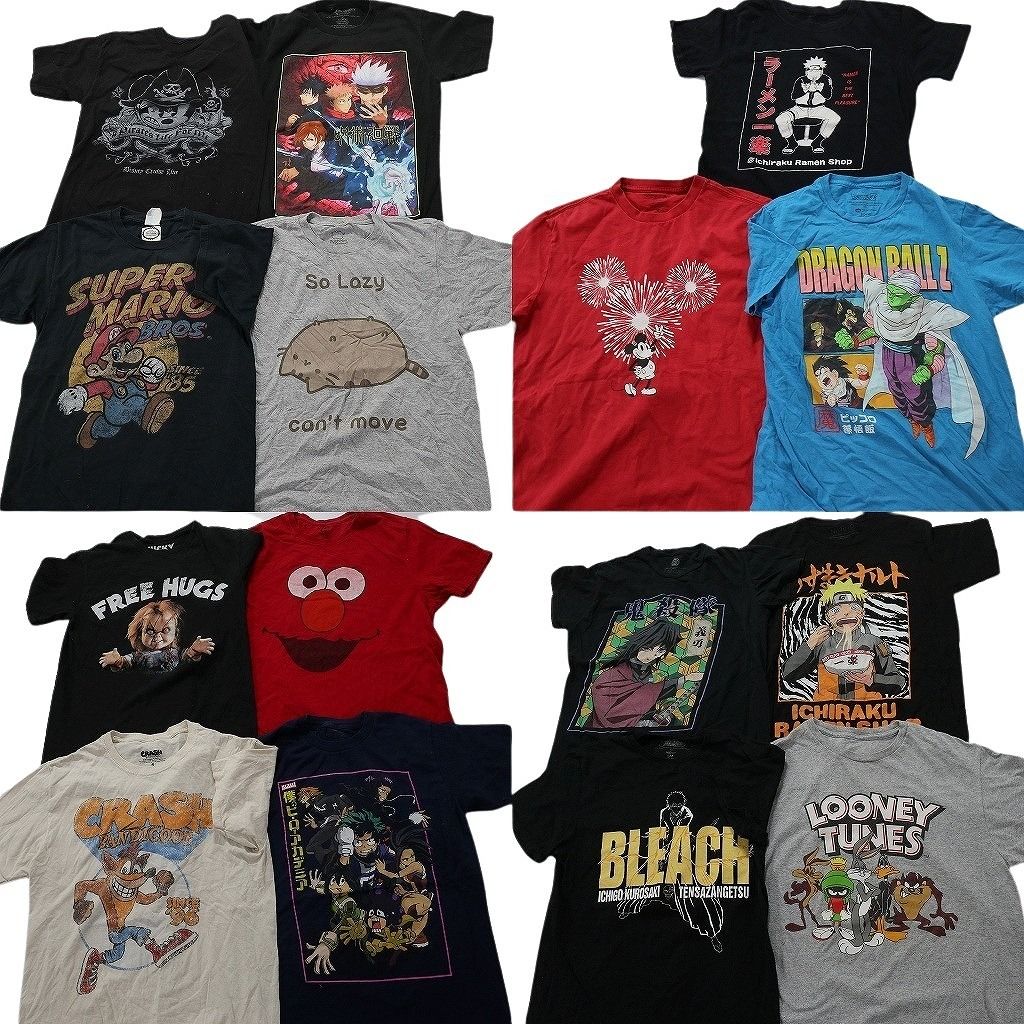 古着卸 まとめ売り キャラクター 半袖Tシャツ 15枚セット (メンズ S