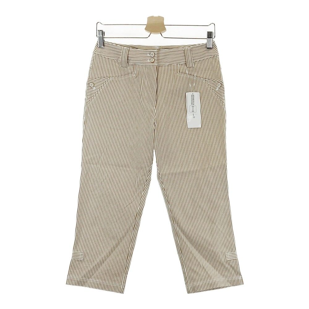 サイズ：9 MUNSING WEAR マンシングウェア  クロップドパンツ ストライプ柄 レッド系 [240101430290] ゴルフウェア レディース ストスト MUNSING WEAR マンシングウェア クロップドパンツ ストライプ柄
