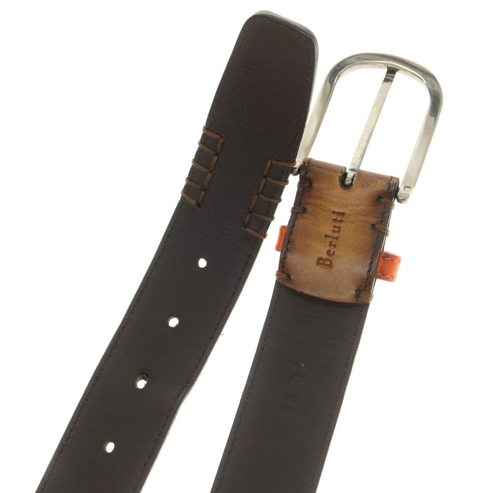 中古】ベルルッティ Berluti レザー ベルト ブラウン【サイズ85/34