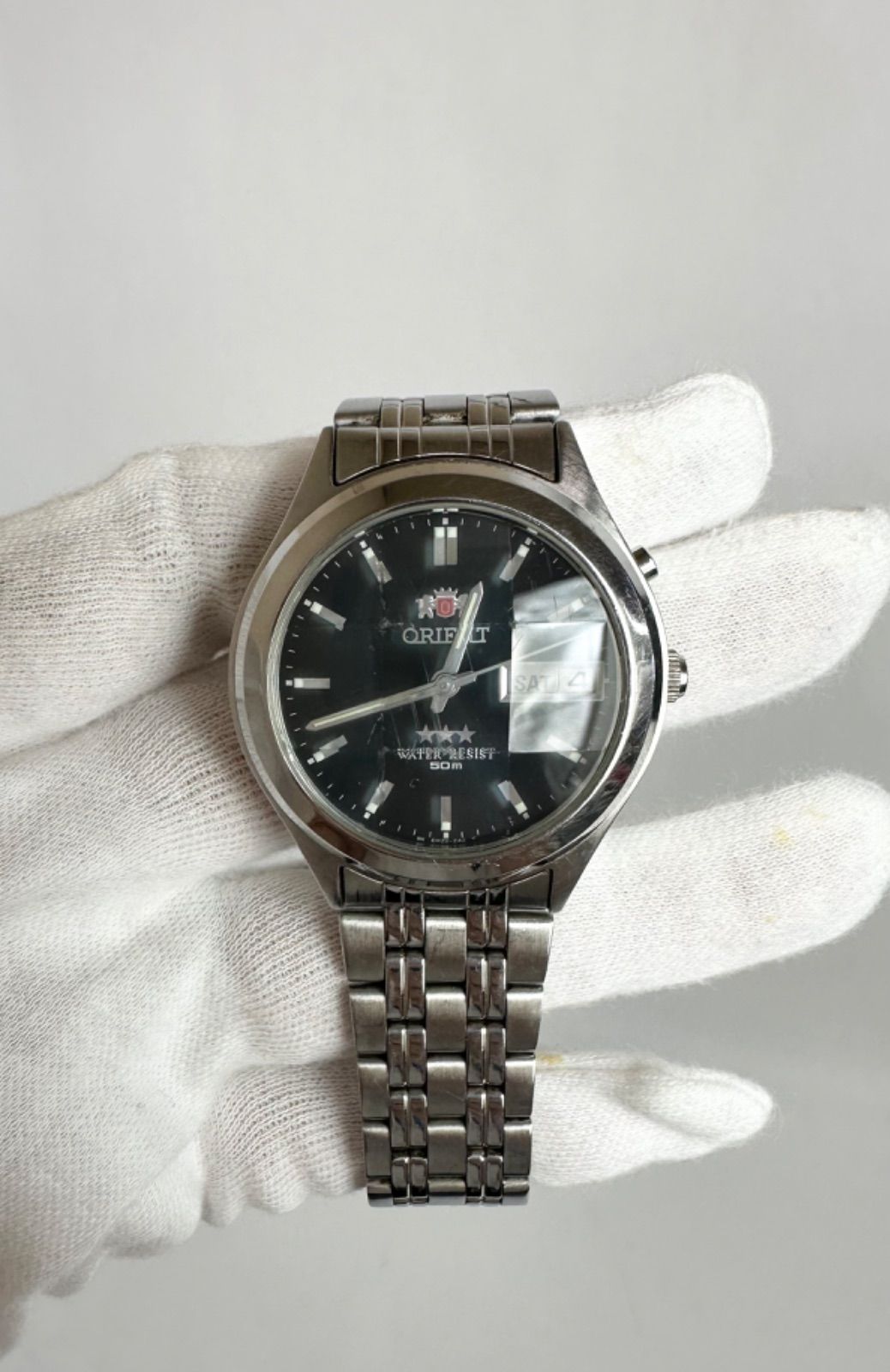 SA4【中古品】ORIENT オリエント EM5V-C2 9面カットガラス自動巻き 