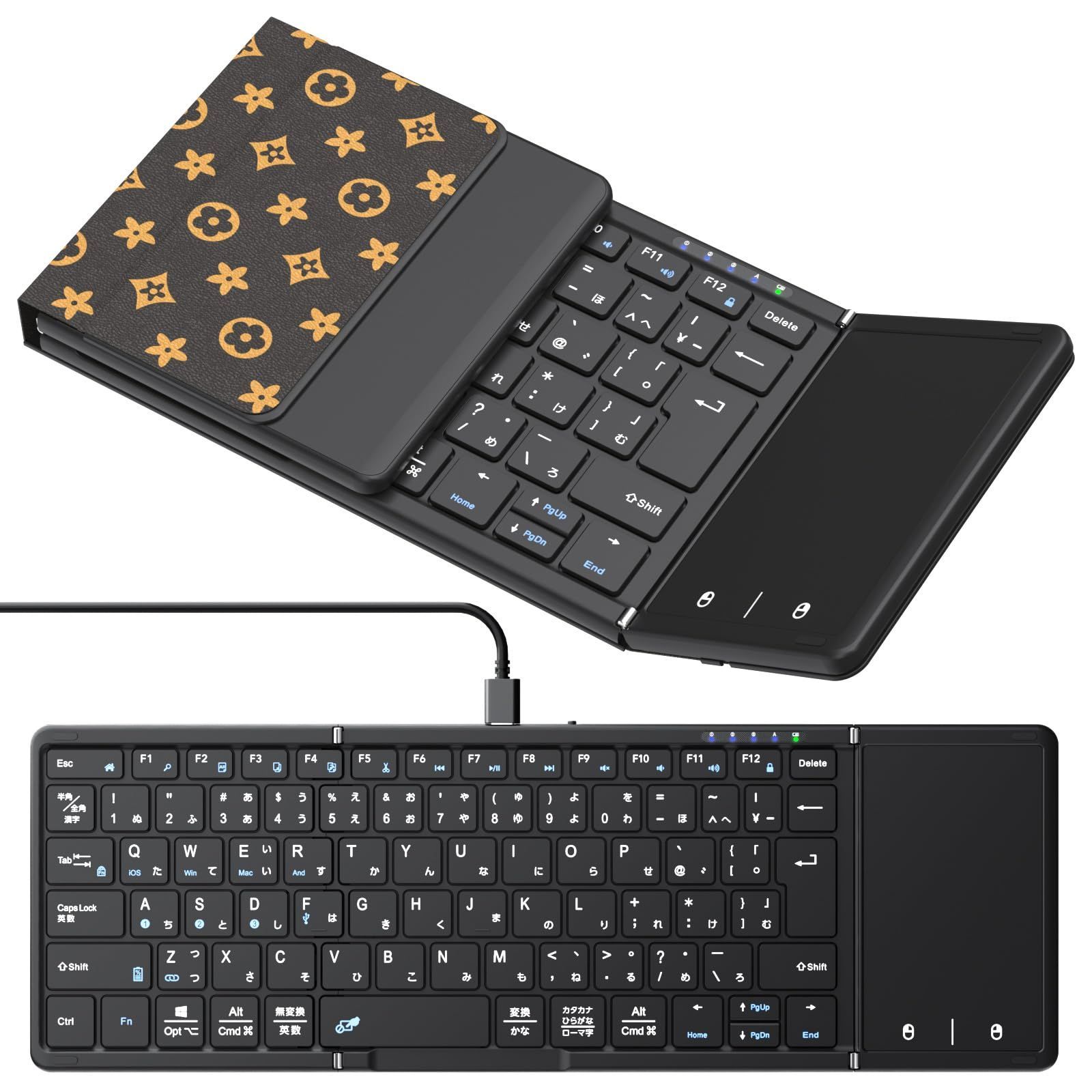 ipad キーボード ワイヤレス キーボード キーボード タッチパッド付き 日本語配列 有線＆無線両用 左右Shiftキー/L型Enterキー搭載 折り畳み式 フルサイズ マルチペアリング Android/Win/Mac/iOS/Google