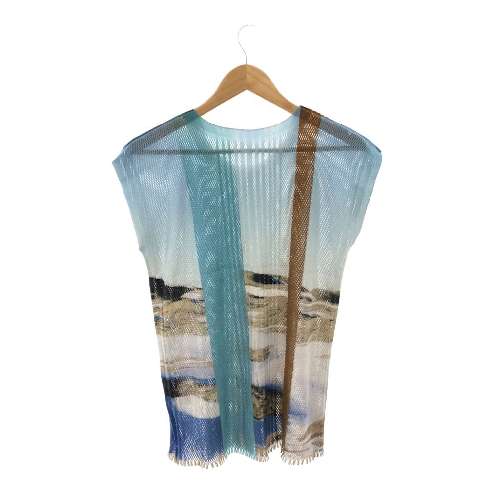 美品 ISSEYMIYAKE イッセイミヤケ IM82KK725 メッシュトップス 2 半袖 風景柄 プリント レディース AY5761W2 ISSEY MIYAKE 美品 ISSEYMIYAKE イッセイミヤケ IM82KK725