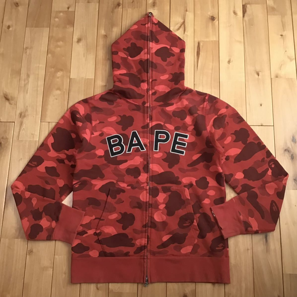 Red camo フルジップ パーカー Lサイズ a bathing ape BAPE full zip hoodie エイプ ベイプ  アベイシングエイプ レッドカモ 迷彩 - メルカリ