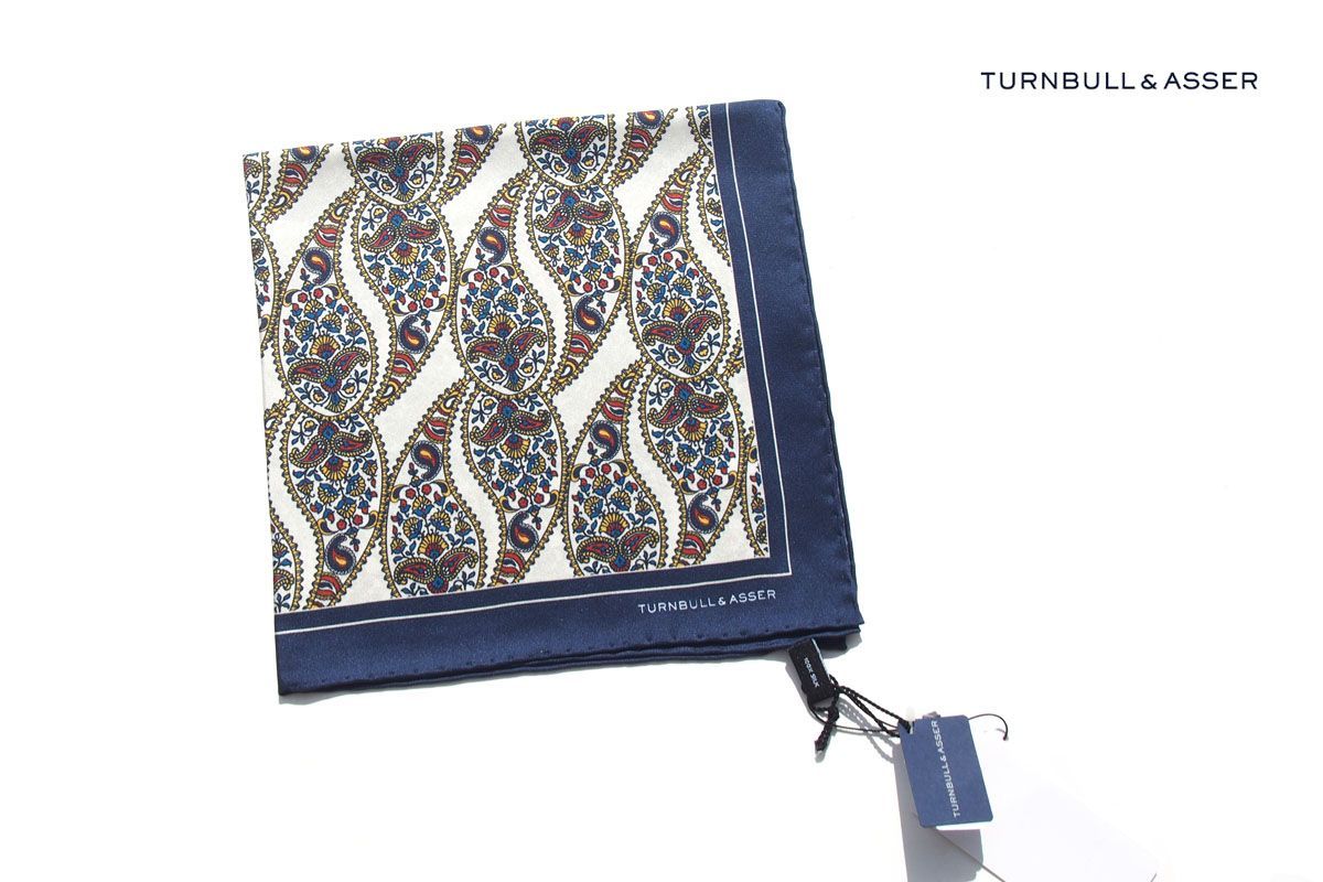 ｜♥｜ターンブル-アッサー｜Turnbull - Asser｜07｜ペイズリー柄シルクポケットチーフ