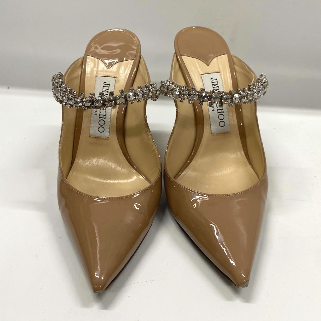 クリスタル ストラップ付き Ballet Pink パテントレザー・ミュール クリスタル ストラップ付き Ballet Pink パテントレザー