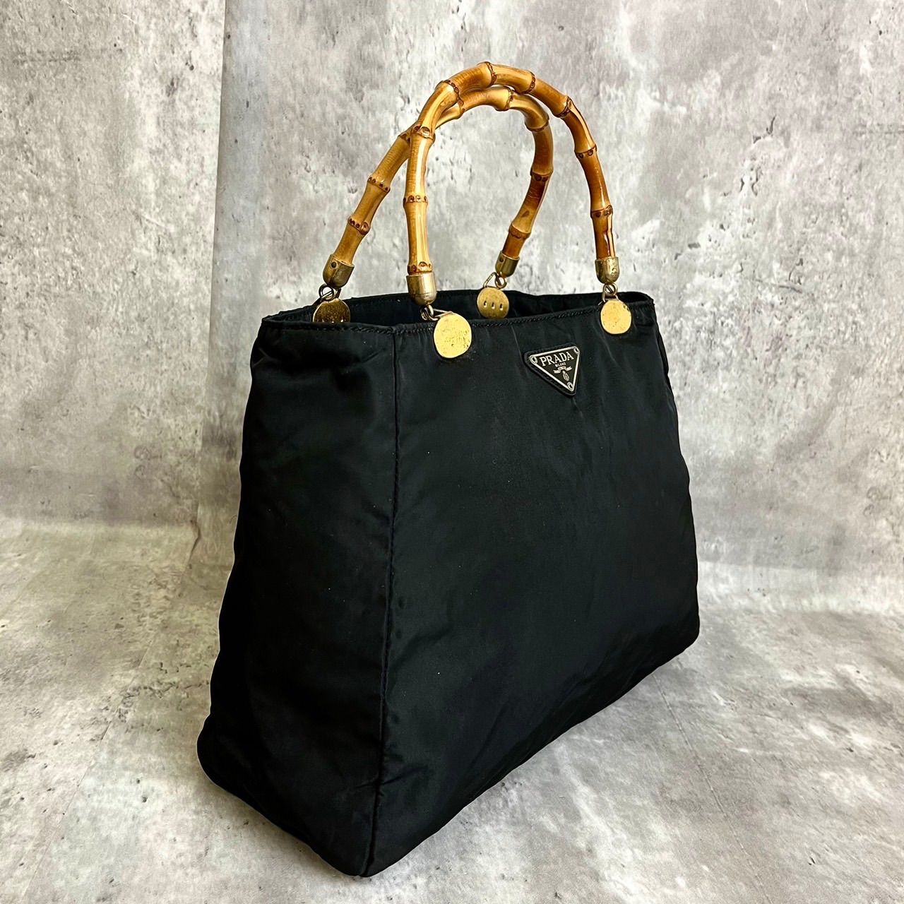 ✨良品✨ PRADA プラダ ハンドバッグ トートバッグ ウッドハンドル 