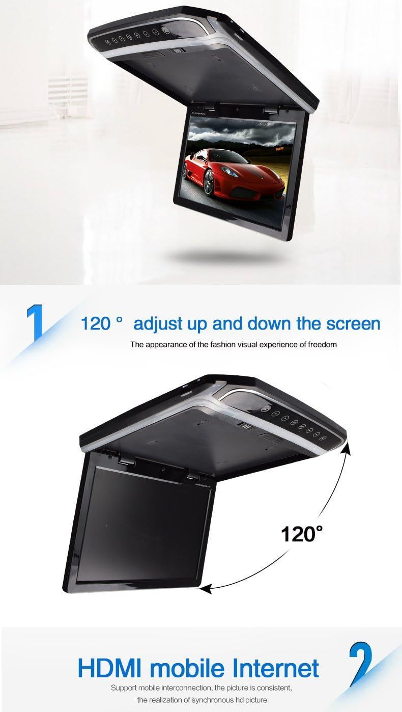 15.6インチフリップダウンモニター HDMI 動画再生 超薄型 LEDバックライト液晶