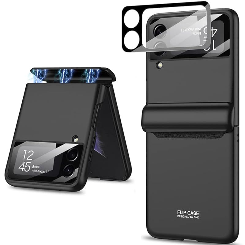 Miimall【ヒンジ保護式】対応Galaxy Z Flip 4 2022 SCG17/SC-54C ケース カメラフィルム 一体式 ヒンジ保護 曲面対応 カメラ保護 お洒落 ギャラクシー ゼット フリップ4 カバー シート 耐衝撃性 指紋防止 擦り傷防止 0