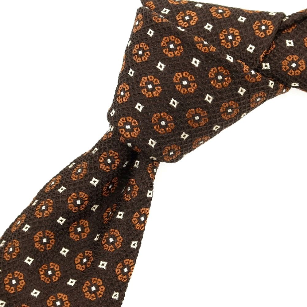 ルイジボレッリ ネクタイ ペイズリー ジャガード ブラウン ソリッド