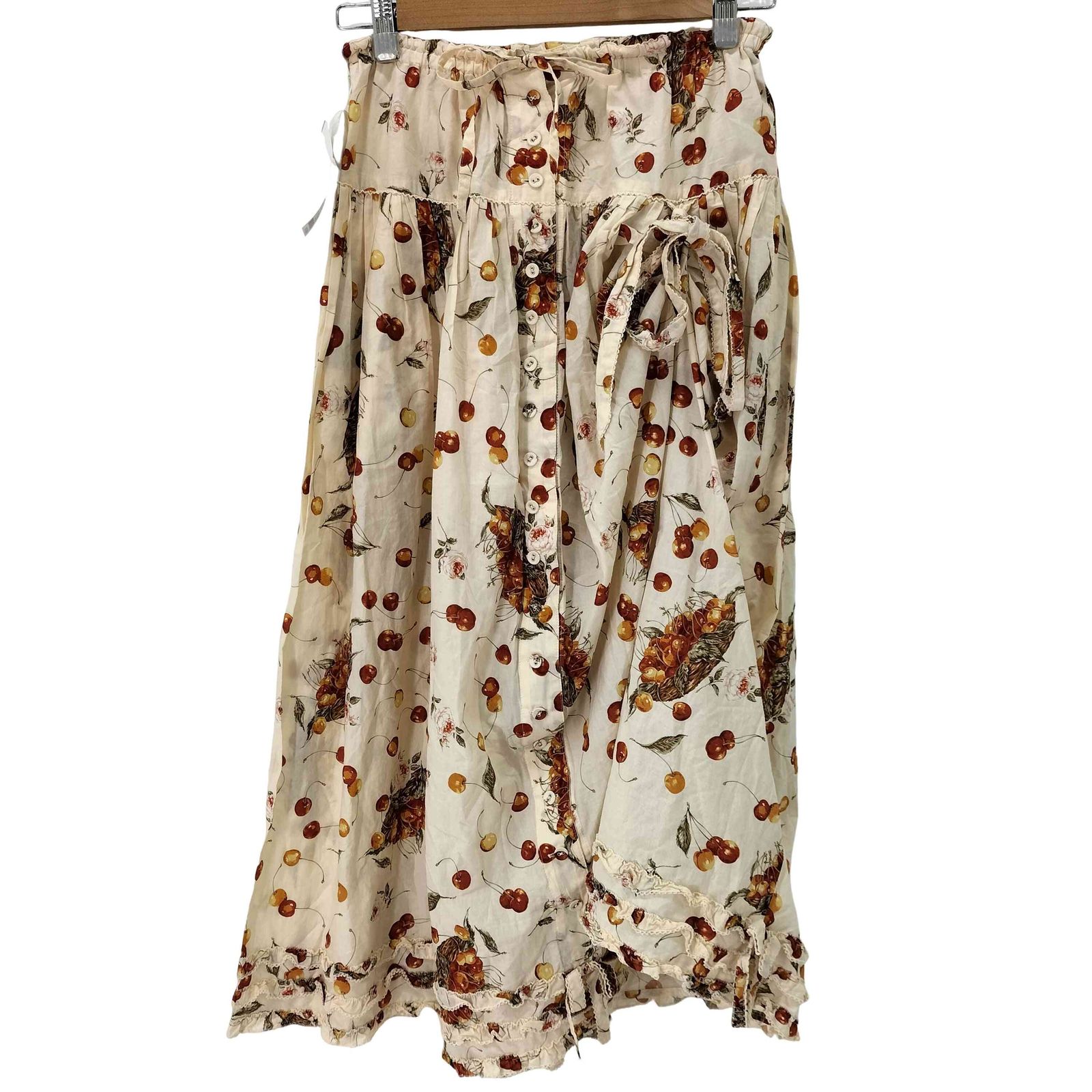 ピンクハウス PINK HOUSE 総柄 レースリボン 前開きスカート レディース 表記無