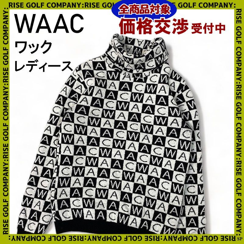 WAAC ワック 長袖 タートルネック ニット セーター 裏地付き 総柄