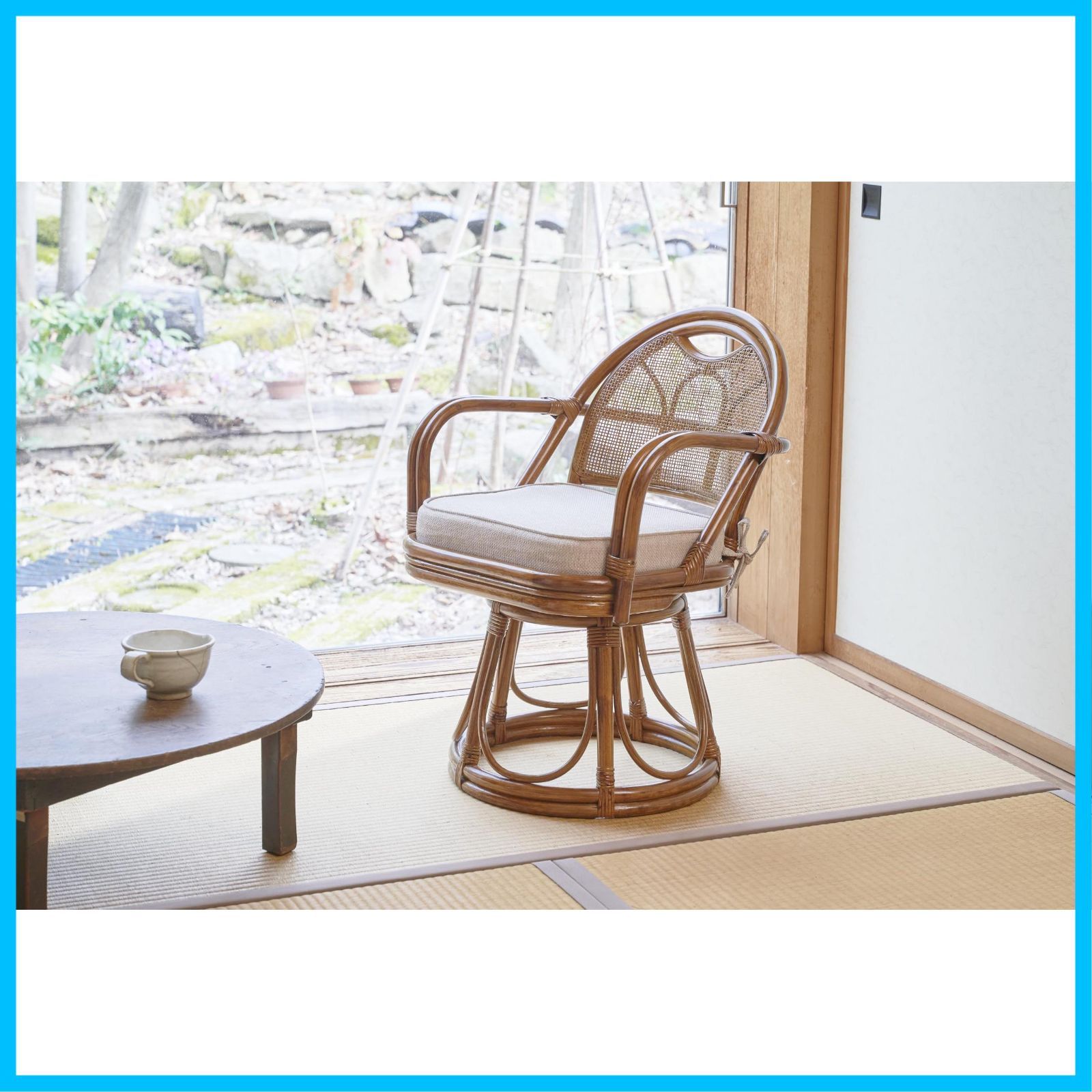 家具 大竹産業 籐 ラタン 回転 座椅子 和室 ハイタイプ ブラウン 56x50x76cm 家具 大竹産業 籐 ラタン 回転 座椅子 和室 ハイタイプ ブラウン