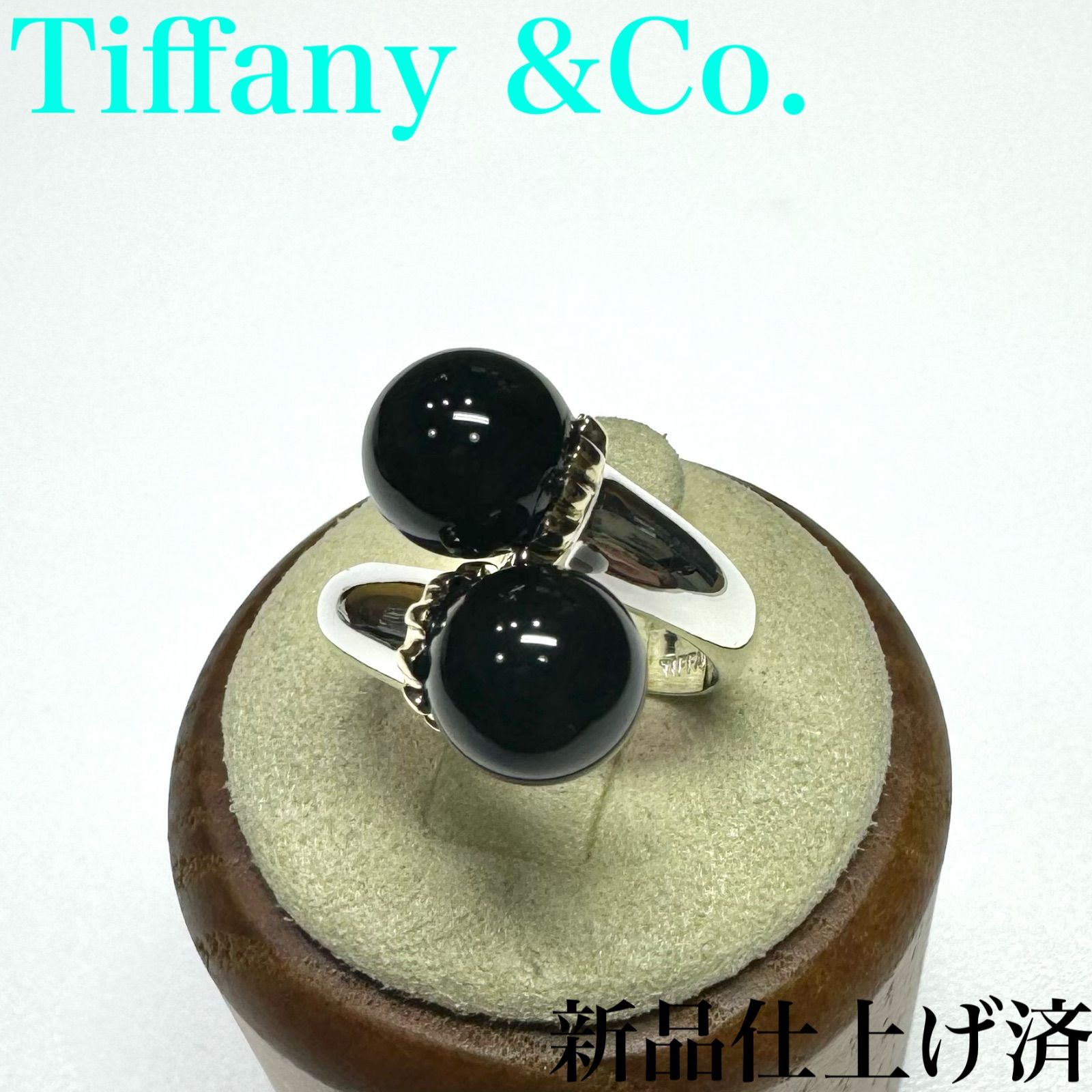 希少 Tiffany &Co. k18/sv オニキス コンビ リング Au750 シルバー 925