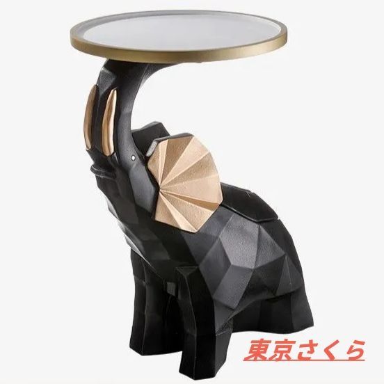 象の収納トレイ&ティッシュボックス フィギュア 2in1 ブラック  