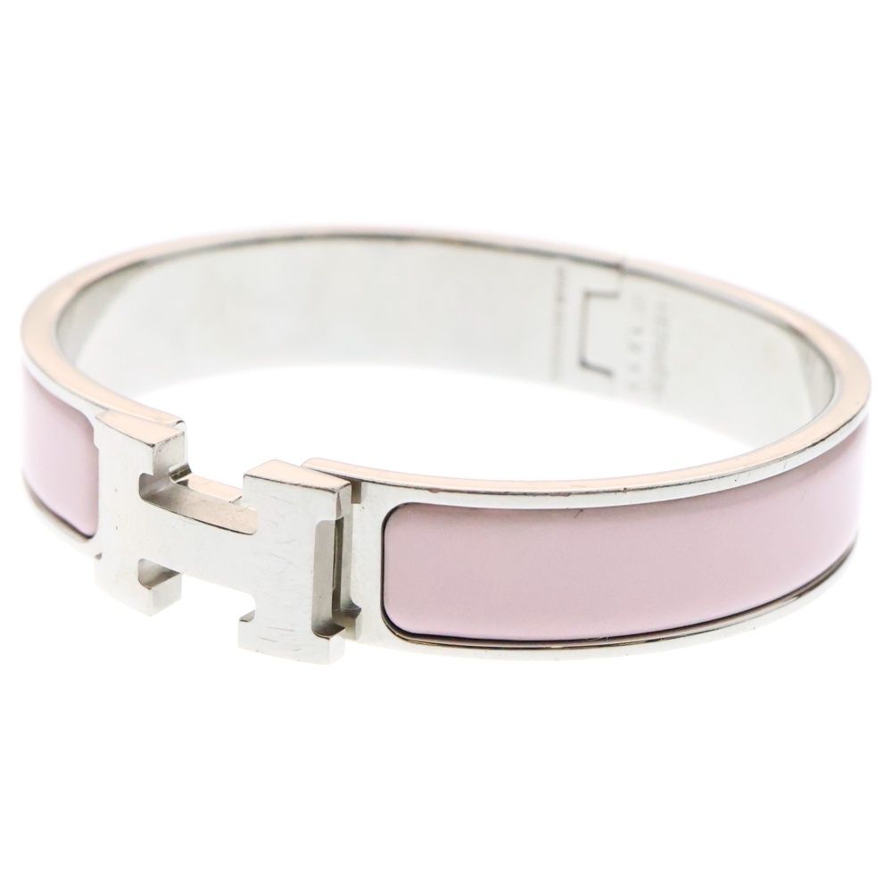 (*)様 HERMES bracelet H ピンク バングル　エルメス　クリッ HERMES (エルメス) クリックH ロゴ エナメルバングル