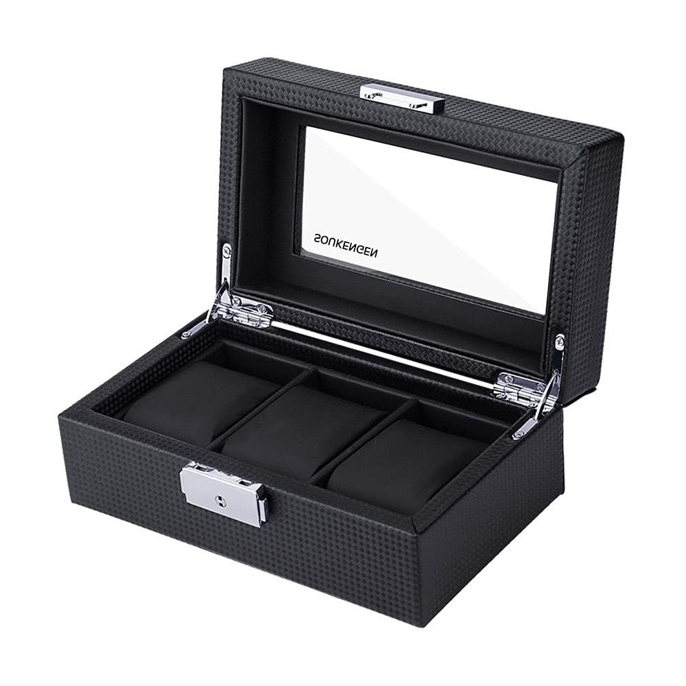 ☆人気商品☆SOUKENGEN 腕時計収納ケース 腕時計収納ボックス コレクションケース 3本用 6本用 12本用 時計ケース 鍵付き ディスプレイ 収納 保管 ガラス天板 鍵 仕切取外し可能