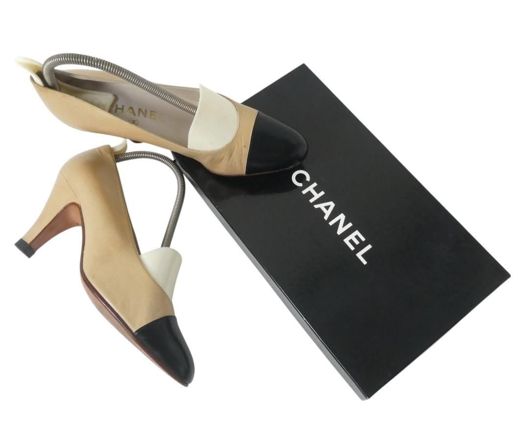 CHANEL シャネル サイズ35 約22㎝ バイカラー レザー ラウンドトゥ