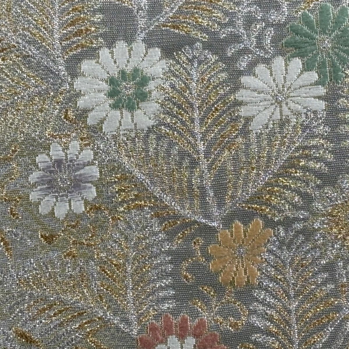 袋帯 美品 逸品 蜀江華文 花唐草 金銀糸 刺繍 金色 全通 正絹