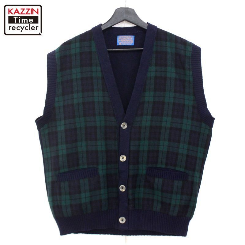 70s PENDLETON ウールベスト ペンドルトン USA製 70s ウールベスト チェック レッド 金ボタン