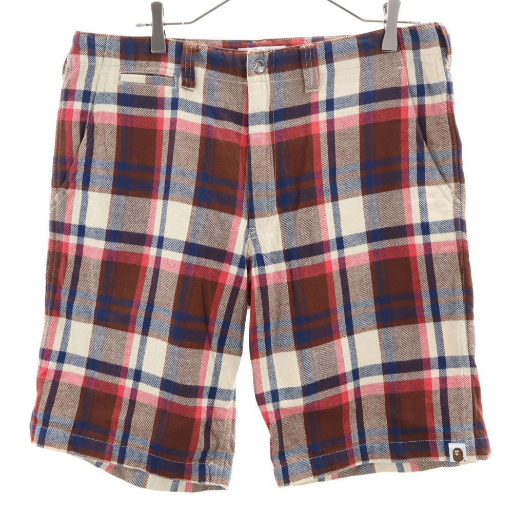 アベイシングエイプ チェック柄 ショートパンツ L ブラウン系 A