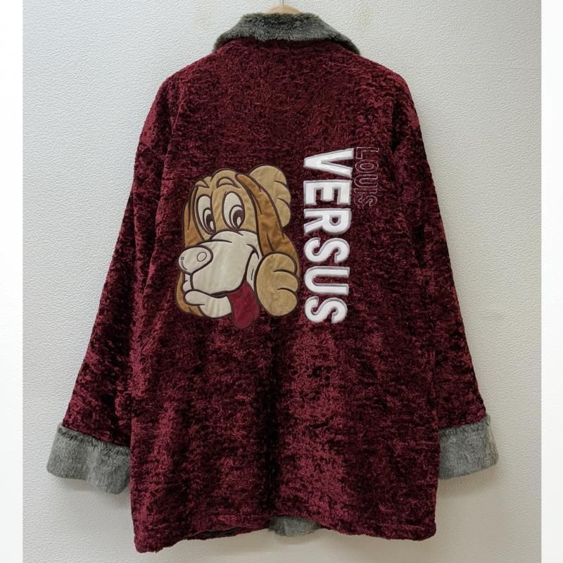 USED 古着 ジャケット、上着 ジャンパー、ブルゾン LOUIS VERSUS ルイバーサス バック ビッグロゴ 刺繍 フリース ミドル丈