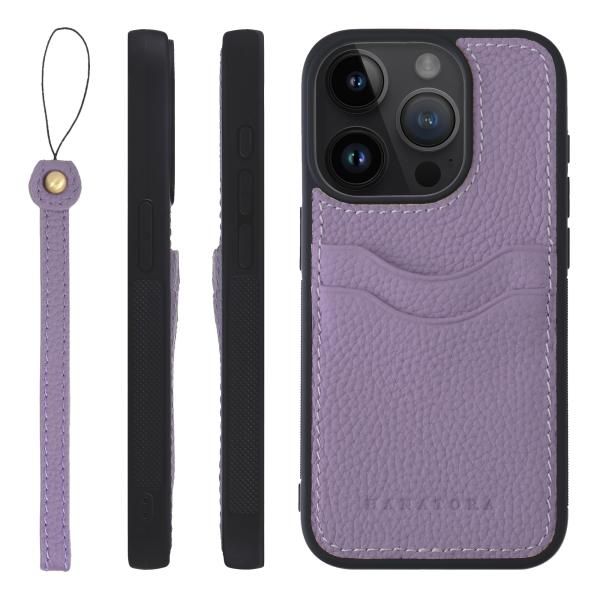 iPhone15ProMax スマホケース シュリンクレザー パープル CPGGZ-15ProMax-Purple