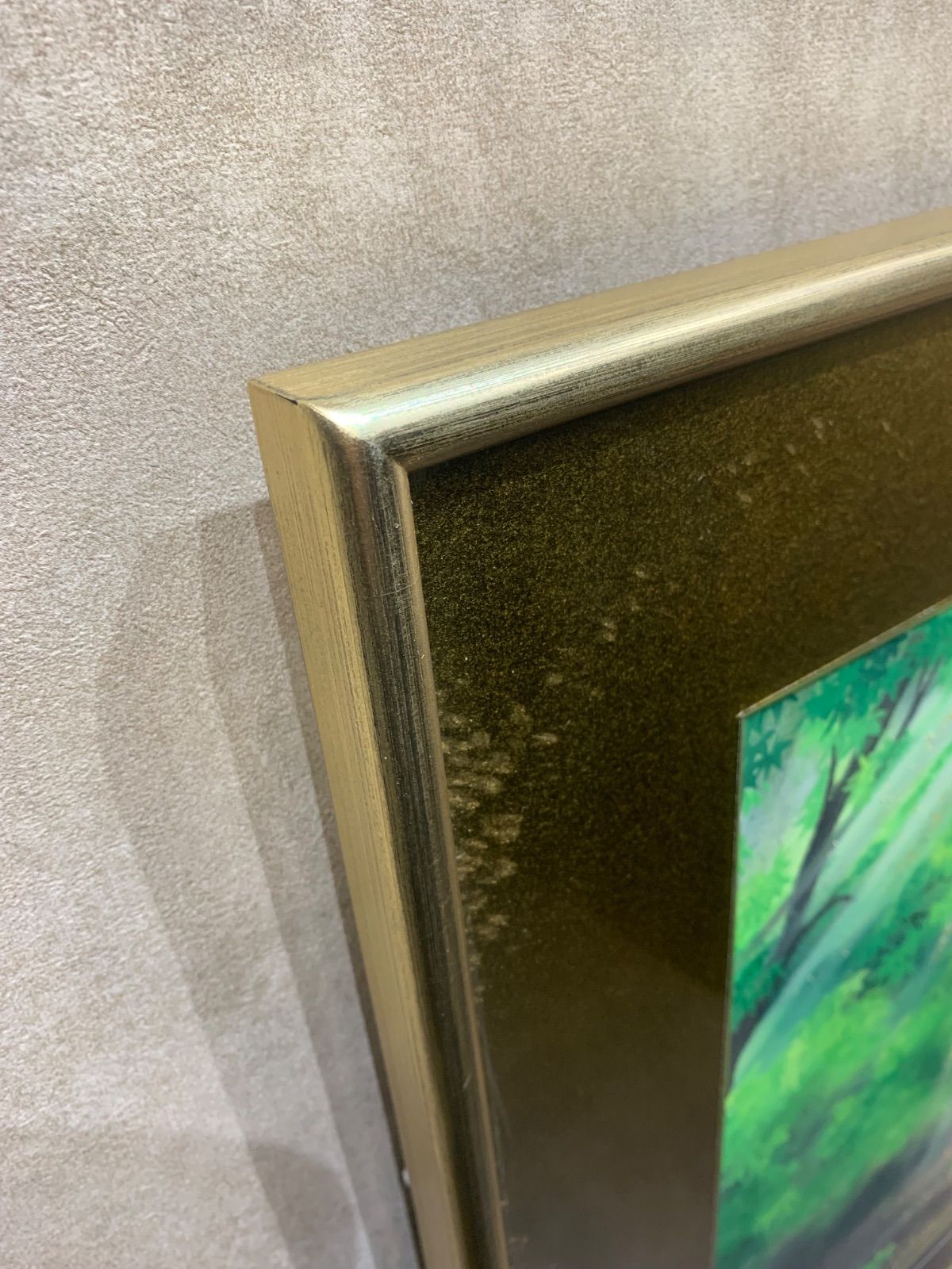 【額装品】【真作】あいはら友子「富士に木漏れ日」日本画　8号　吉祥画　縁起物 額装品】【真作】あいはら友子「富士に木漏れ日」日本画 8号