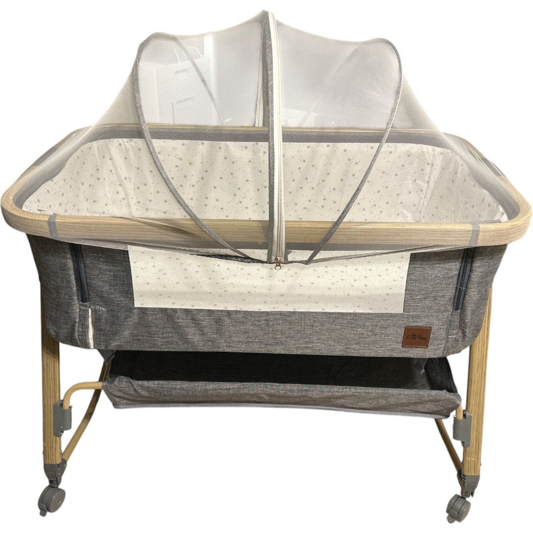 HZDMJ 2024最新モデル グレー ベビーベッド