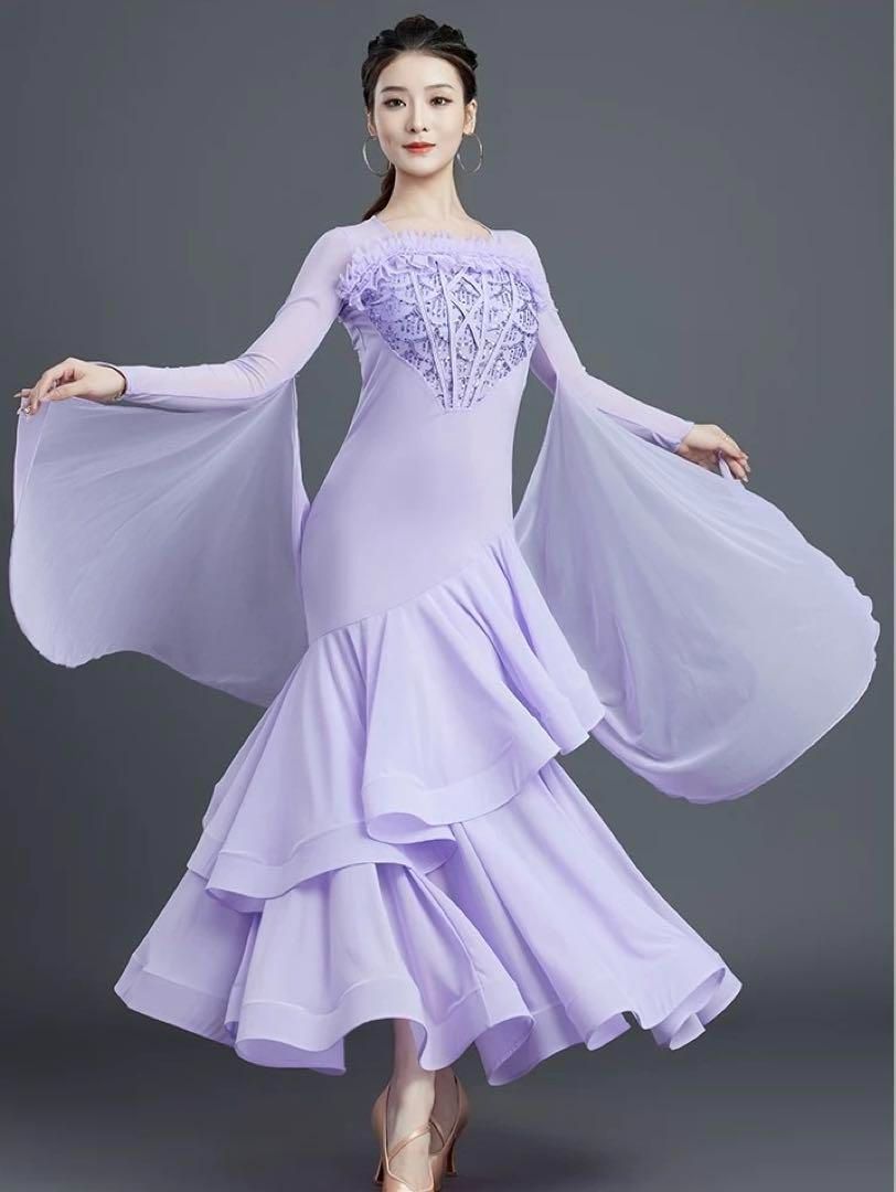 ストーン付きスタンダード向きワンピース✨ダンスパーティーや練習着にも最適 新品未使用 ストーン付きスタンダード向きワンピース ダンスパーティー