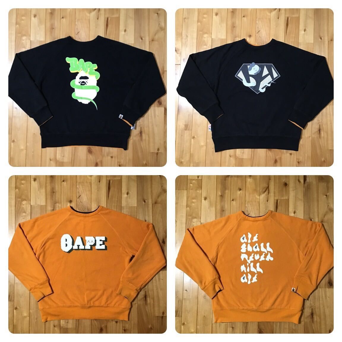A BATHING APE×KAWS 4面スウェット BAPE×KAWS リバーシブル 4面