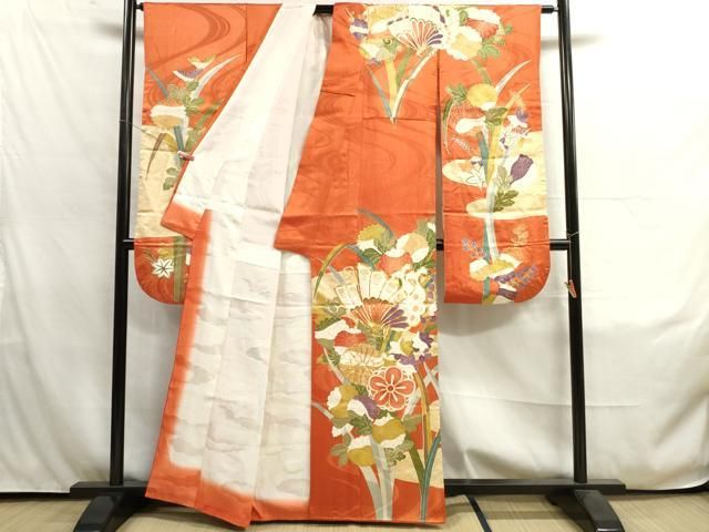 Mari さま専用正絹　豪華振袖　駒刺繍　花蝶文 平和屋着物□豪華振袖 駒刺繍 扇面花鳥文 金彩 正絹 逸品
