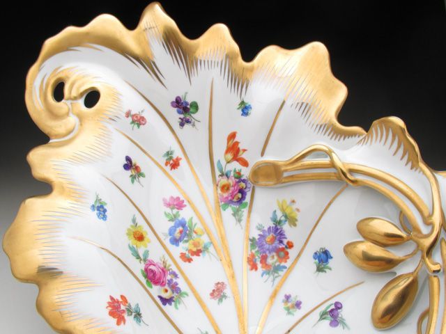 金彩花束絵 葉型ボウル