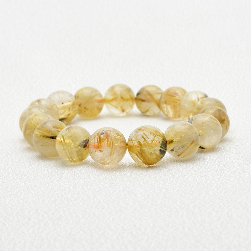 ハートのヘマタイトがポイント 12～13mm 太陽放射ルチルクォーツ GHB94 金運 仕事運 活力 開運 金針 高品質 プレゼント 贈り物 重厚感 天然石 44ｇ 浄化発送 メンズ レディース ギフト 京海堂 天然石の卸 京の蔵