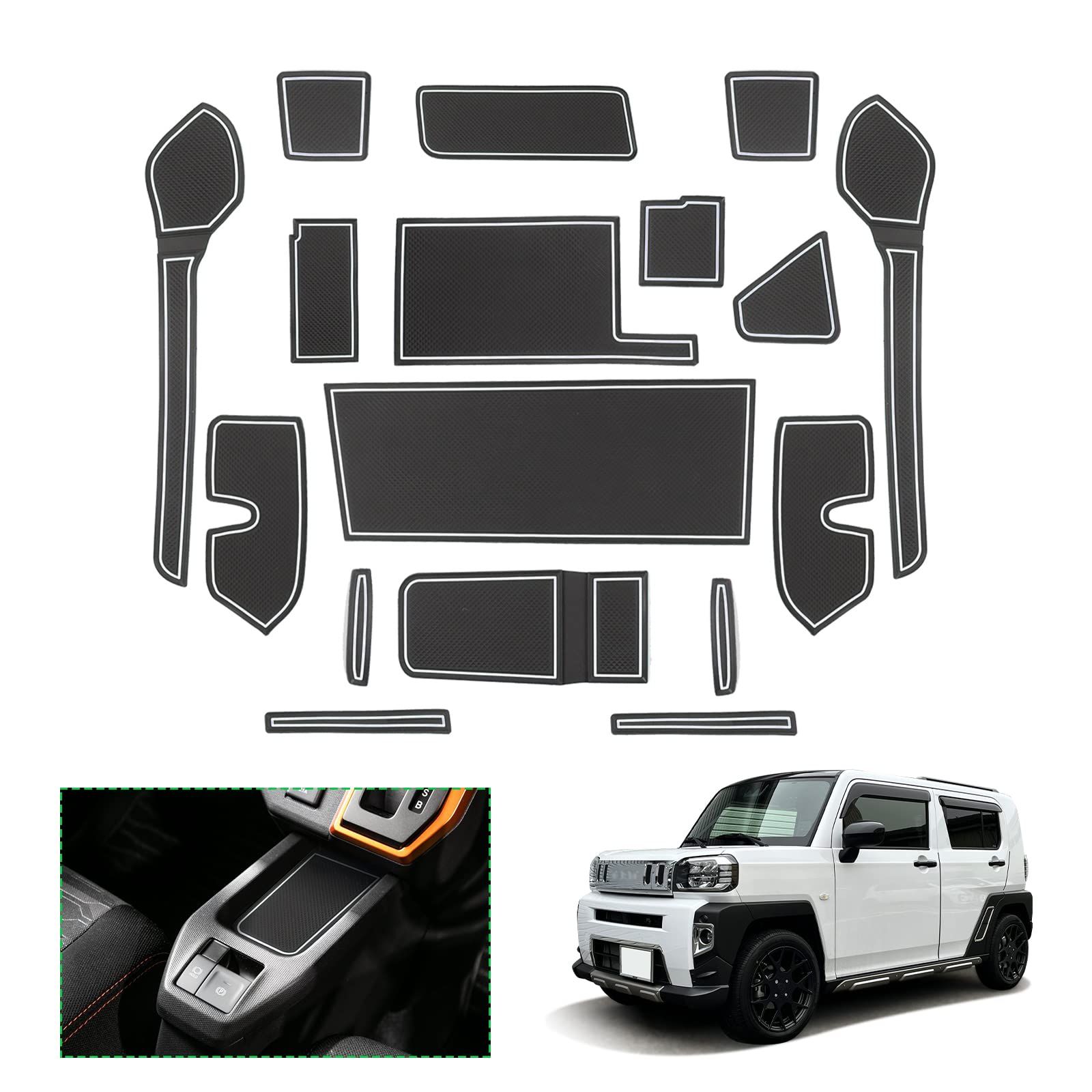 LA900S/LA910S型 タフト 2代目 2020年～現行 Daihatsu TAFT 新型 専用 ドアポケットマット ラバーマット ゴム 【GAFAT】ダイハツ 防音 ドリンクホルダー ドレスアップ インテリアラバーマット 汚れ防止 