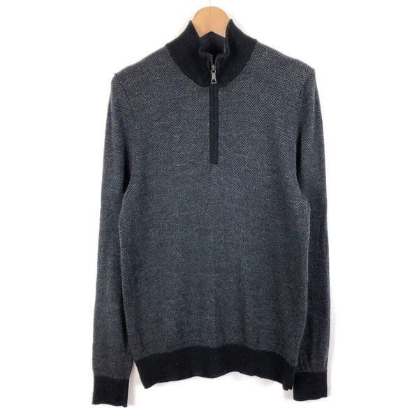 【古着】 Brooks Brothers ブルックスブラザーズ セーター ハイネック ハーフジップ ヘリンボーン ブラック系 メンズM 【中古】 n057463