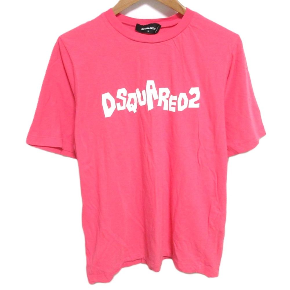 DSQUARED2 - 美品 23SS DSQUARED2 ディースクエアード ロゴプリント 半袖 クルーネック Tシャツ カットソー S ピンク レディース 古着 中古 USED 美品 23SS DSQUARED2 ディースクエアード ロゴプリント 半袖