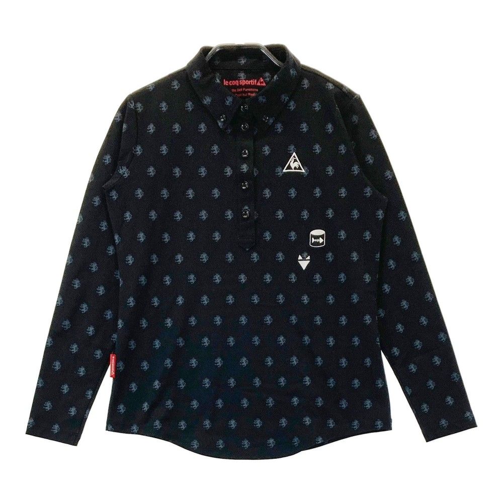 サイズ：M LE COQ GOLF ルコックゴルフ  長袖ポロシャツ ボタンダウン 総柄 ブラック系 [240101346360]# ゴルフウェア レディース ストスト