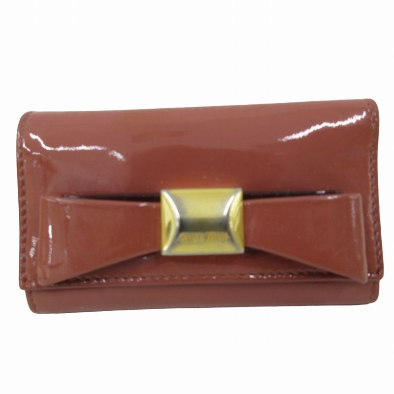 ミュウミュウ miumiu キーケース エナメル レザー 箱付き リボン 