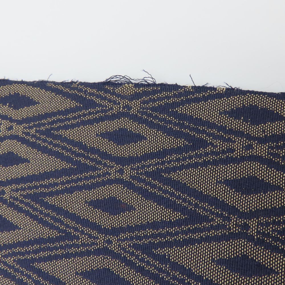 中古】 男帯 正絹 ネイビー グレージュ系 川島織物 角帯 モダン 和装