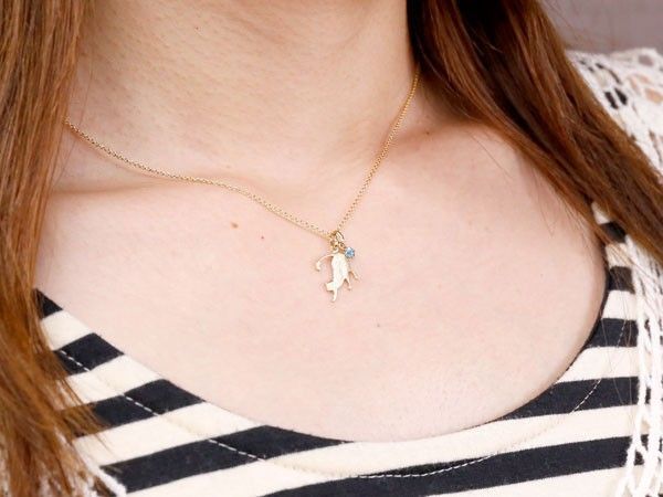 ネックレス・ネコ・ガーネット・18金・ペンダント　18K　メルカリ便 種類1：ガーネット 18金 ネックレス メンズ k18 猫 選べる天然石