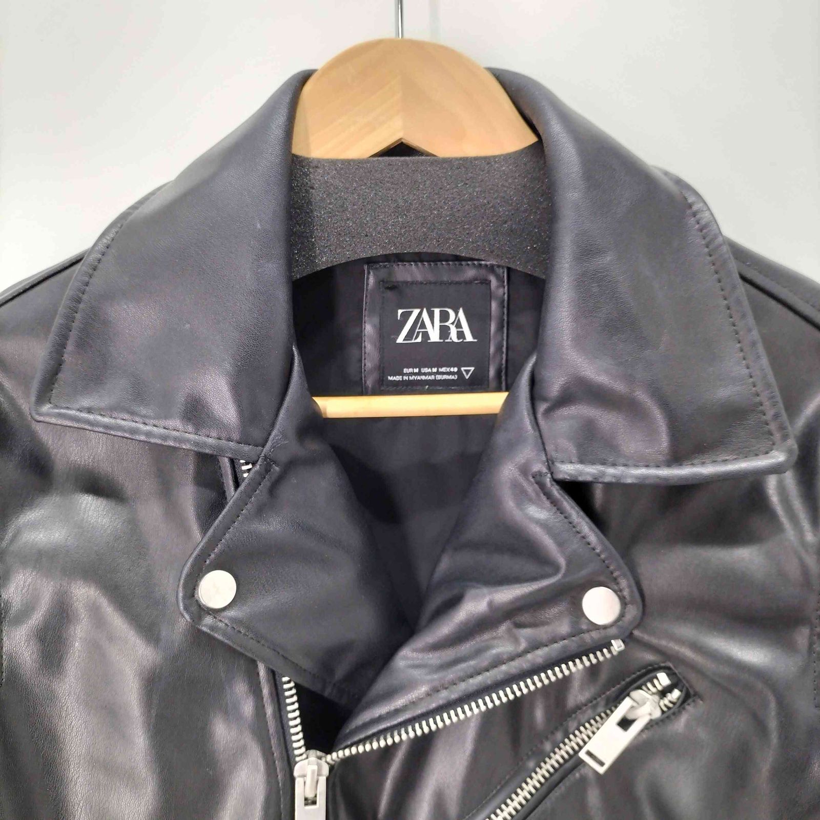 ZARA　ザラ　ダブルライダース　フェイクレザー　黒　ブラック　メンズ ZARA（ザラ） フェイクレザー ダブルライダース ジャケット M