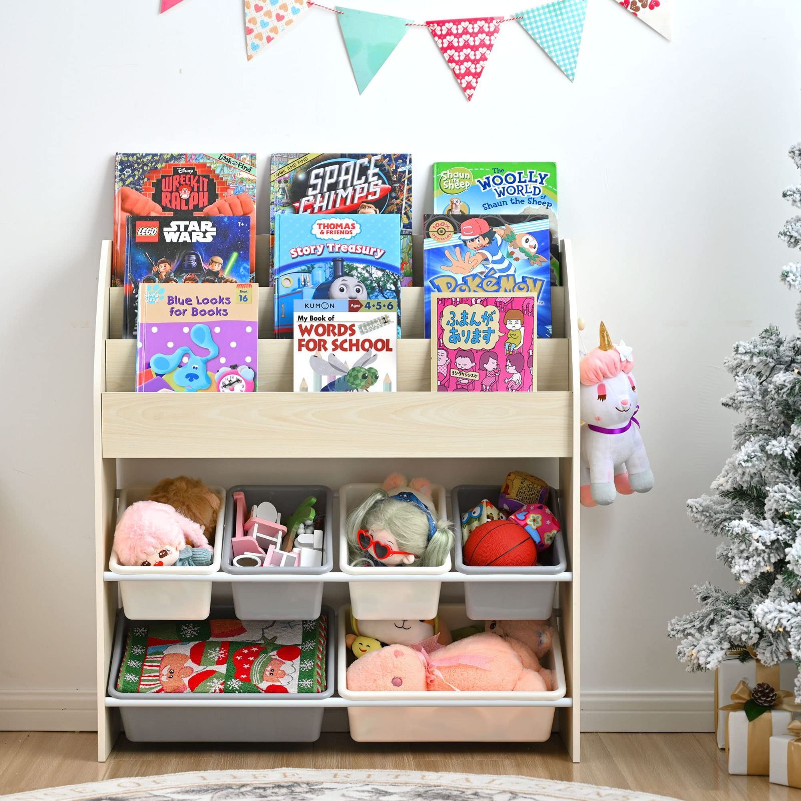 【人気商品】収納ボックス 収納ラック 子供用シェルフ 収納ケース 子ども用 絵本棚 家具 木製 本箱 大容量 キッズ 収納棚 子供服 おもちゃ箱 本棚 絵本ラック 大容量 入学 おもちゃ収納 入園 出産祝い BTM プレゼント (6つのボックス)