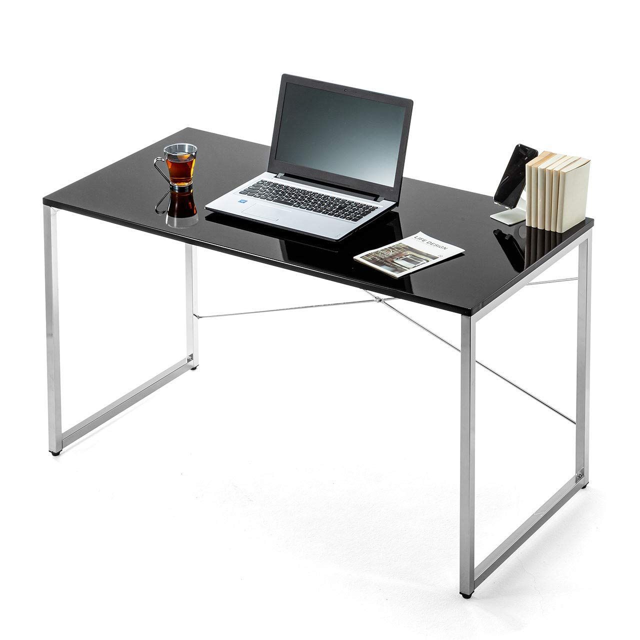 100-DESK039BK ブラック ゲーミングデスク モニターアーム対応 鏡面天板 幅120×奥行60cm パソコンデスク サンワダイレクト