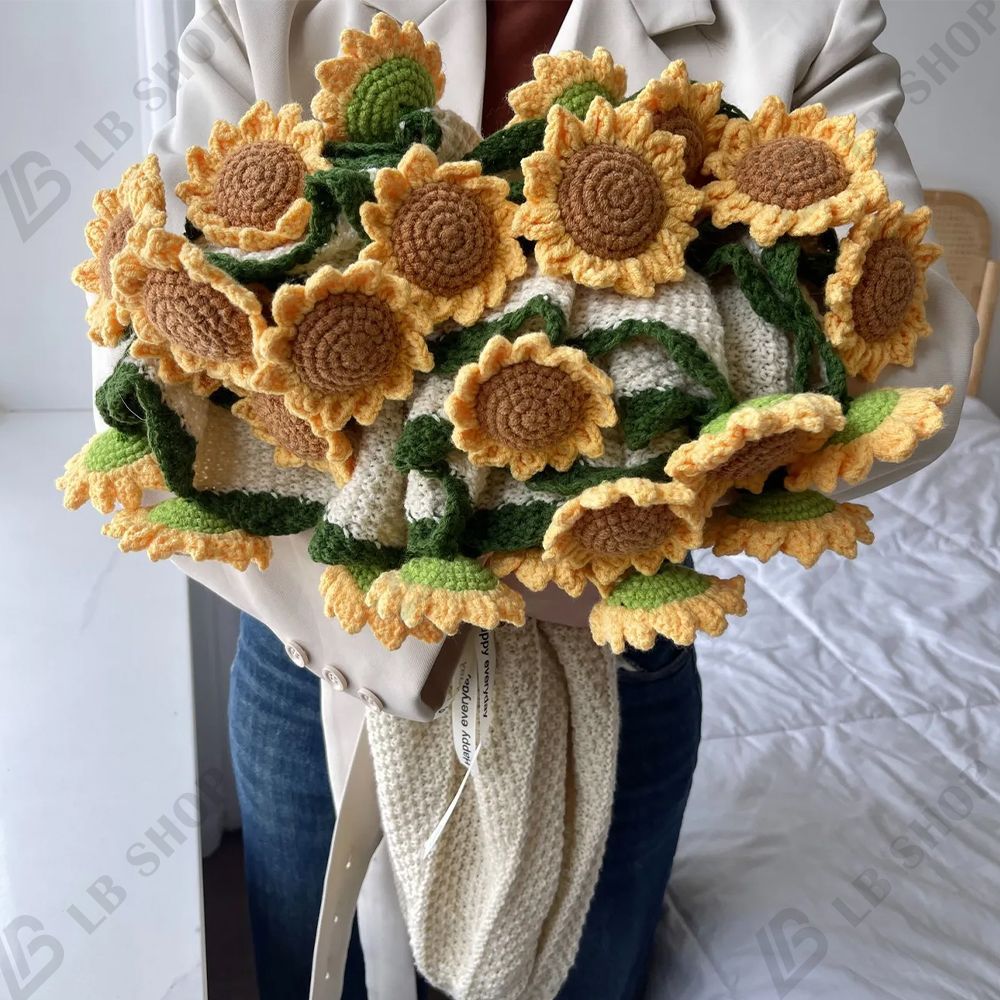 完成品] 花束ブランケット 150CM れないお花 ブーケ 編み物 枯れない花