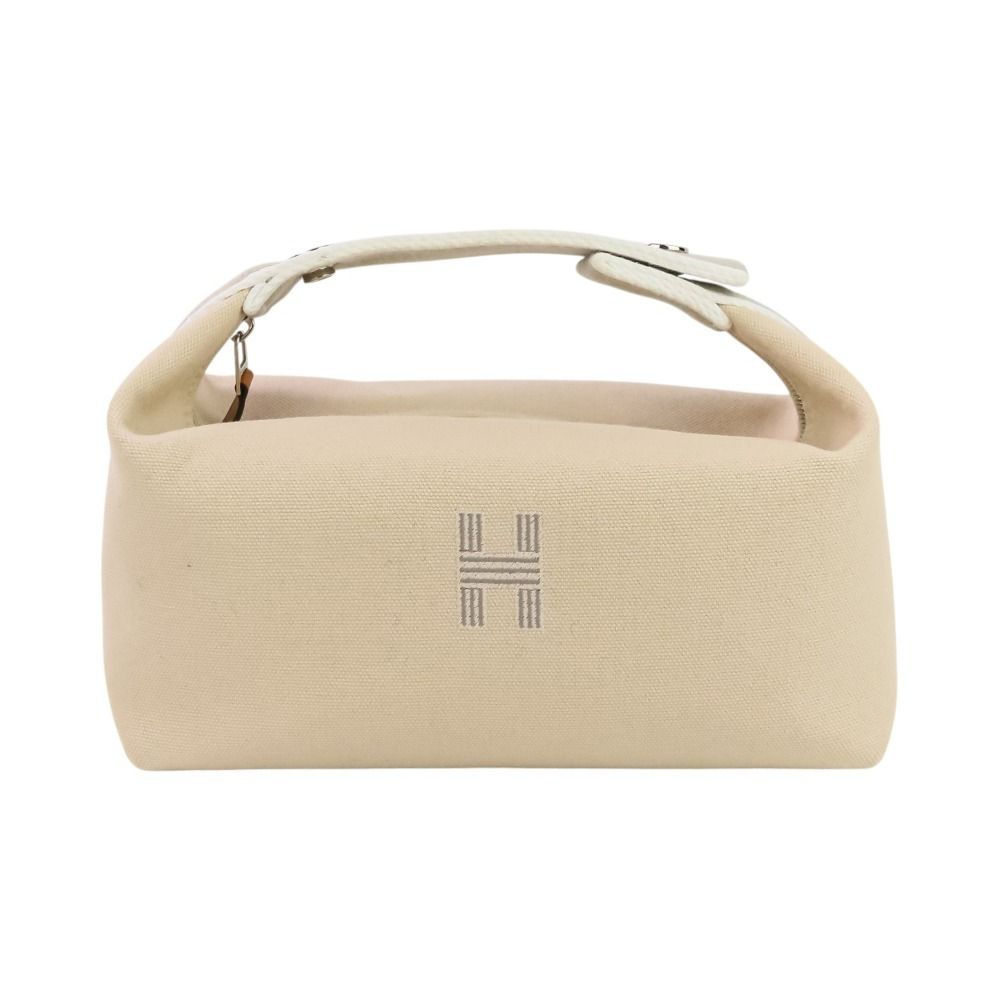 HERMES エルメス ブリッド ア ブラックPM キャンバス バス用ポーチ ナチュラル レディース 古着