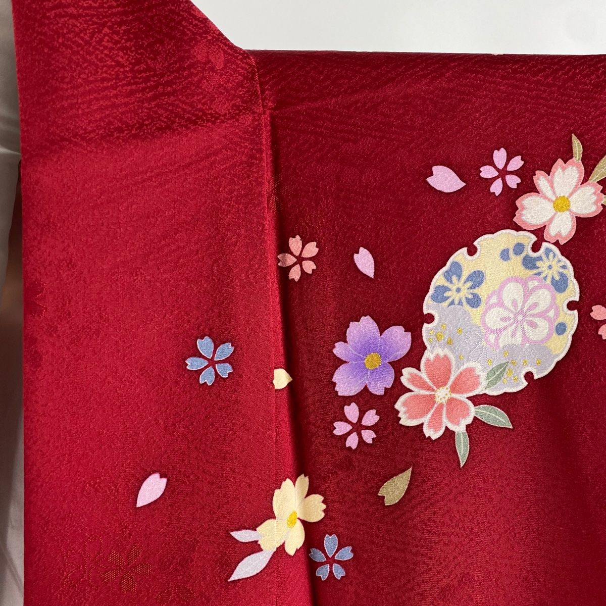 振袖 身丈159cm 裄丈69cm L 袷 袋帯フルセット 雪輪 草花 金彩 ぼかし